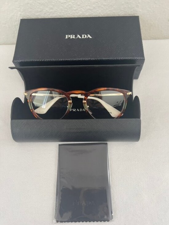 Prada PR 02VV Brown Havana Eyeglasses Frames Women 49-22-140 Italy main image 7